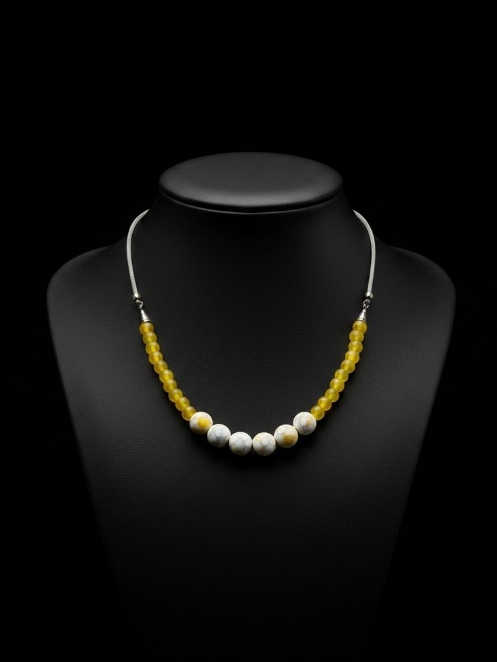 NWT Yellow and White Necklace with Symmetrical Bead Design